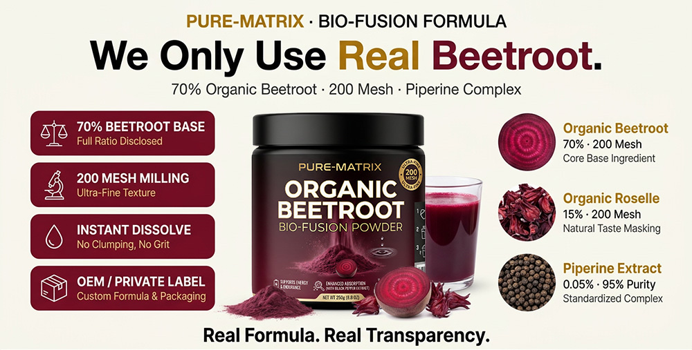 Bulk Organic Beetroot Powder Private Label | Sports Nutrition Powder OEM Manufacturer packaging detail image