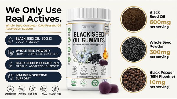 Private Label Black Seed Oil Gummies Manufacturer | Custom Formula White Bottle OEM/ODM - detail image 2