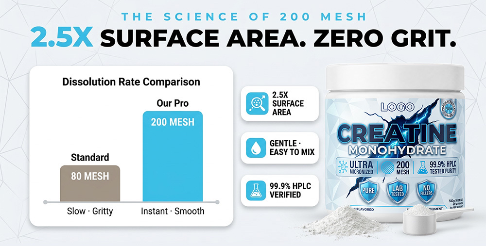 Private Label Creatine Monohydrate Powder Manufacturer | White Jar Custom Sports Nutrition OEM/ODM packaging checklist detail image