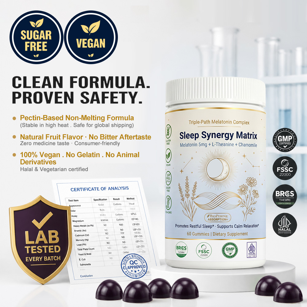 Private Label Melatonin Gummies Manufacturer | White Bottle Custom Formula Sleep Gummy OEM/ODM packaging checklist detail image