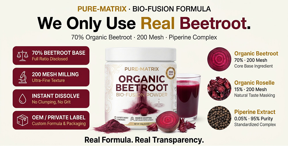 Private Label Organic Beetroot Powder Manufacturer | Custom Formula White Jar OEM/ODM packaging detail image