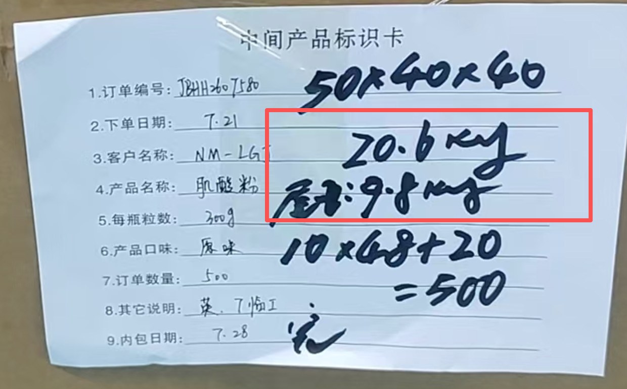 Production batch documentation, 500-unit order