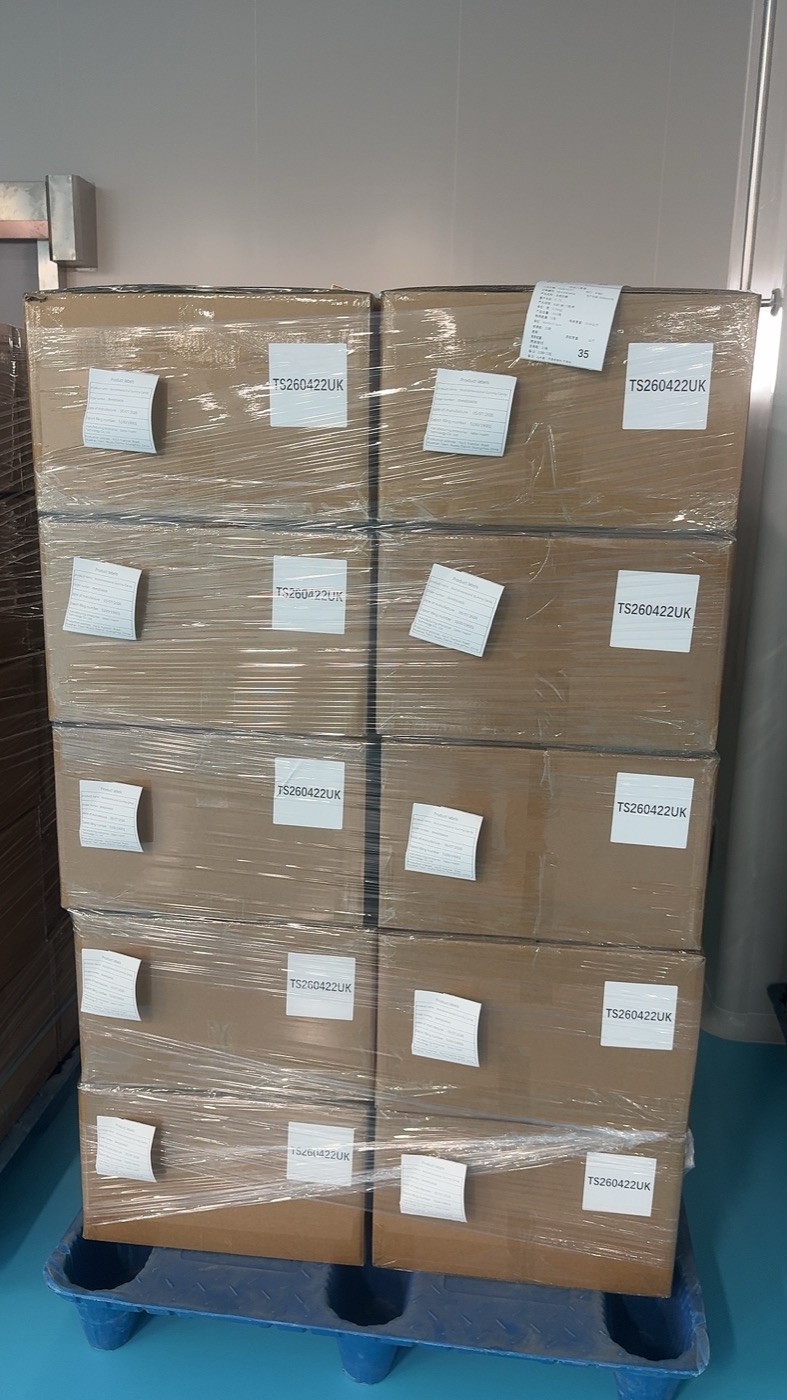 NuCoreBio finished supplement cartons staged for export supply chain audit