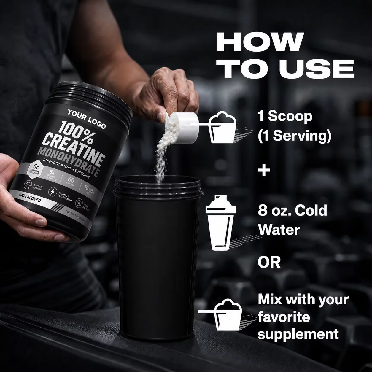 Example of a free marketing image created for a private label creatine brand