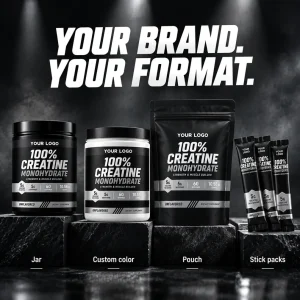 Private label creatine packaging options for a women's creatine brand