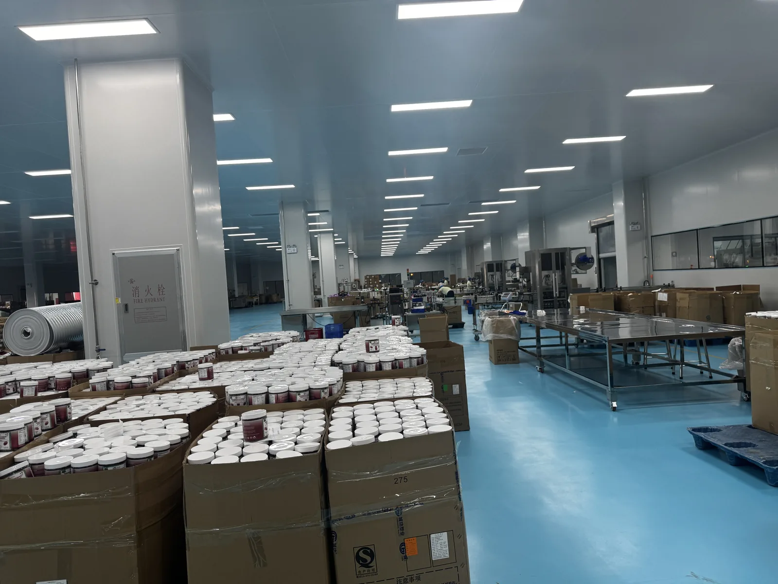 Powder jar filling and packing hall at the NuCoreBio GMP facility